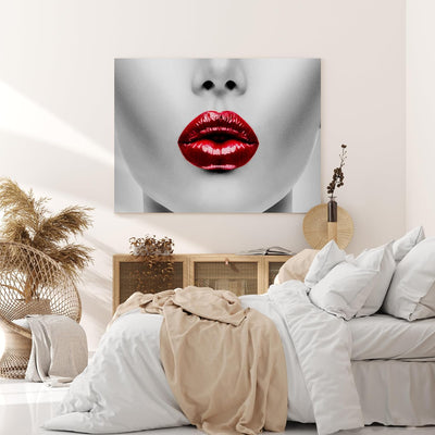 wandmotiv24 Leinwandbild 260 g/m² - Kunstdruck auf Leinwand - Wandkunst - Wandbild mit Frauen Lippen