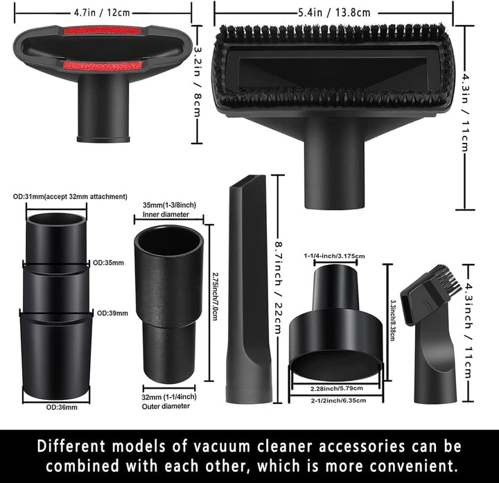 10 Pcs Staubsauger Düsen Set StaubsaugerAufsätze Nass Trocken Kunststoff Adapter 32-35 mm Staubsauge