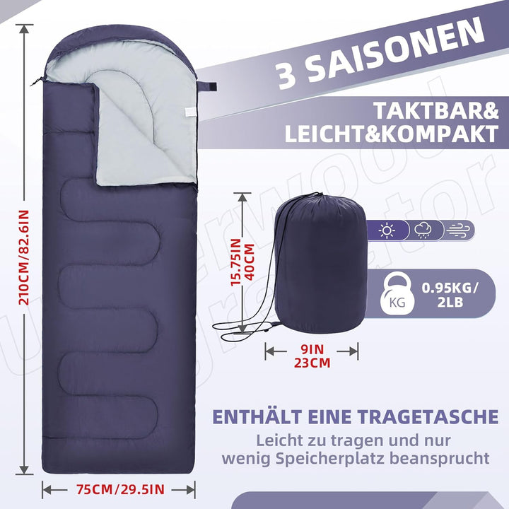 UnderwoodAggregator Schlafsäcke für Erwachsene und Kinder -Ultraleichter Schlafsack 3 Saison für kal