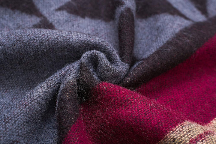 Urban GoCo Damen Poncho Stola Bohe Quaste Schal #2 Weinrot