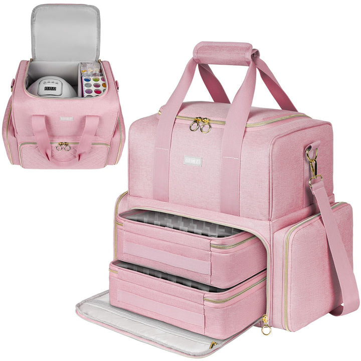 Nagellack Organizer Tasche,Doppelschichtige Nagellack Aufbewahrung Tasche für 80 Flaschen (15 ml) un