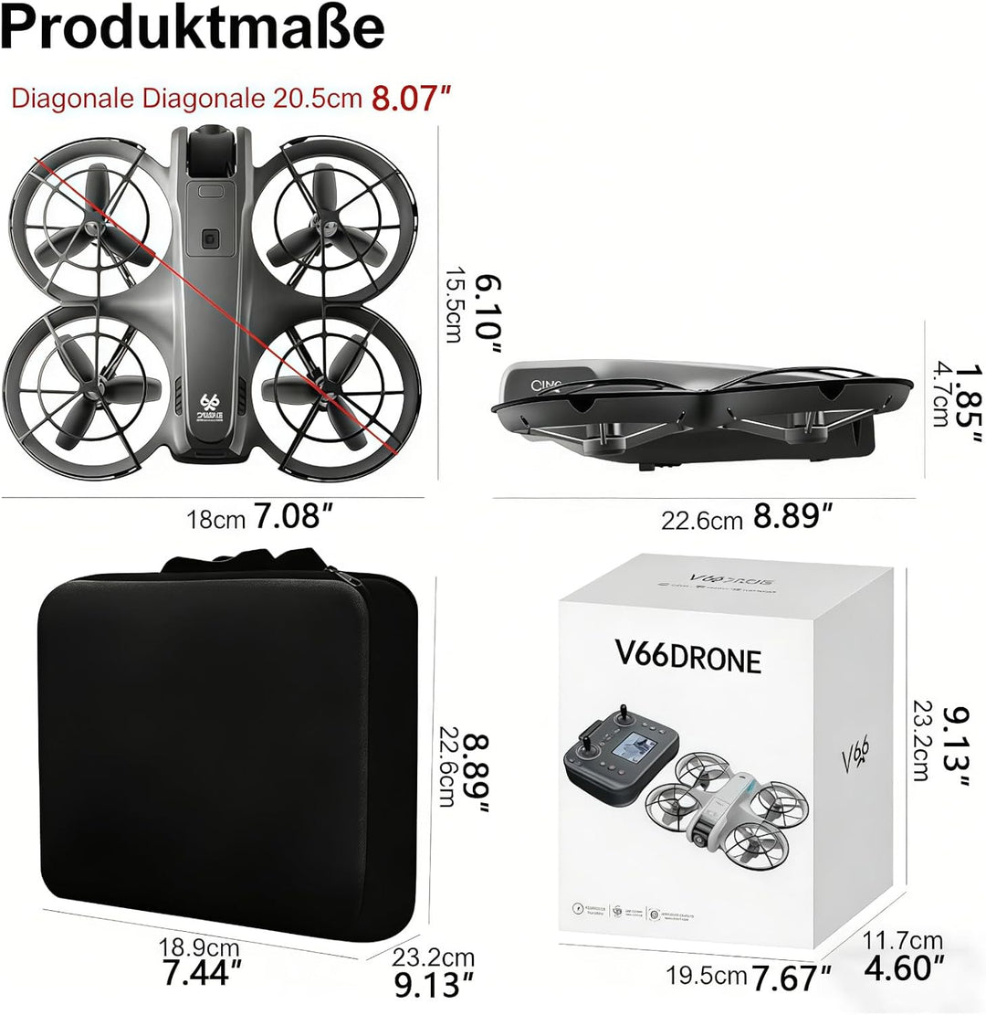 RC Drohne mit Dual Kamera, Propellerschutz für mehr Sicherheit, LED Beleuchtung – Bürstenloser Motor