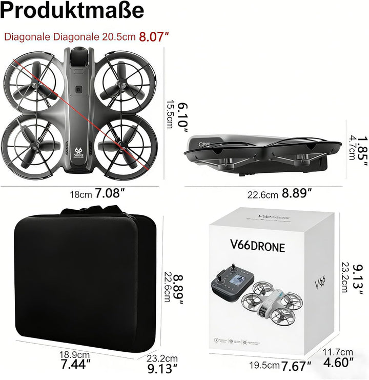 RC Drohne mit Dual Kamera, Propellerschutz für mehr Sicherheit, LED Beleuchtung – Bürstenloser Motor