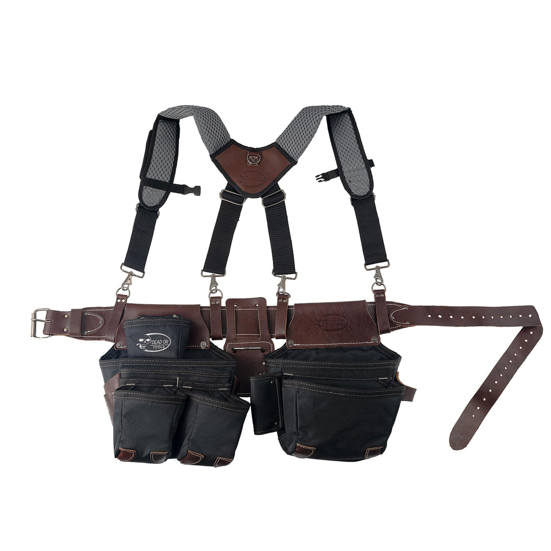 Dead On Tools DO-HSR Leather Hybrid Tool Belt with Suspender, Black, Black