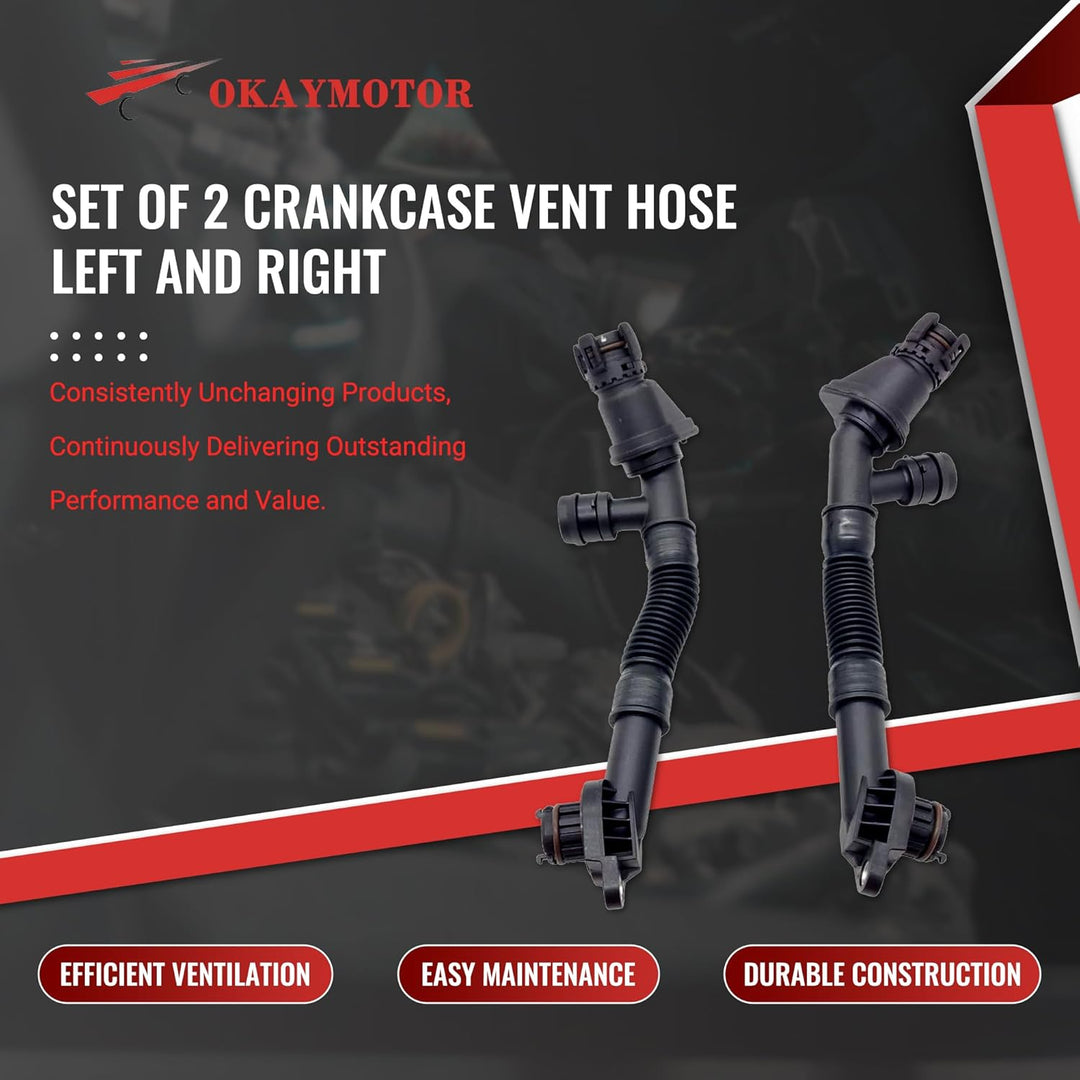 OKAY MOTOR Set of 2 Crankcase Vent Hose Left and Right for BMW X5 X6 F01 F02 F07 F10 F12 F13 550i 65