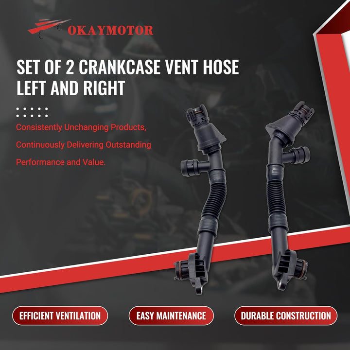 OKAY MOTOR Set of 2 Crankcase Vent Hose Left and Right for BMW X5 X6 F01 F02 F07 F10 F12 F13 550i 65
