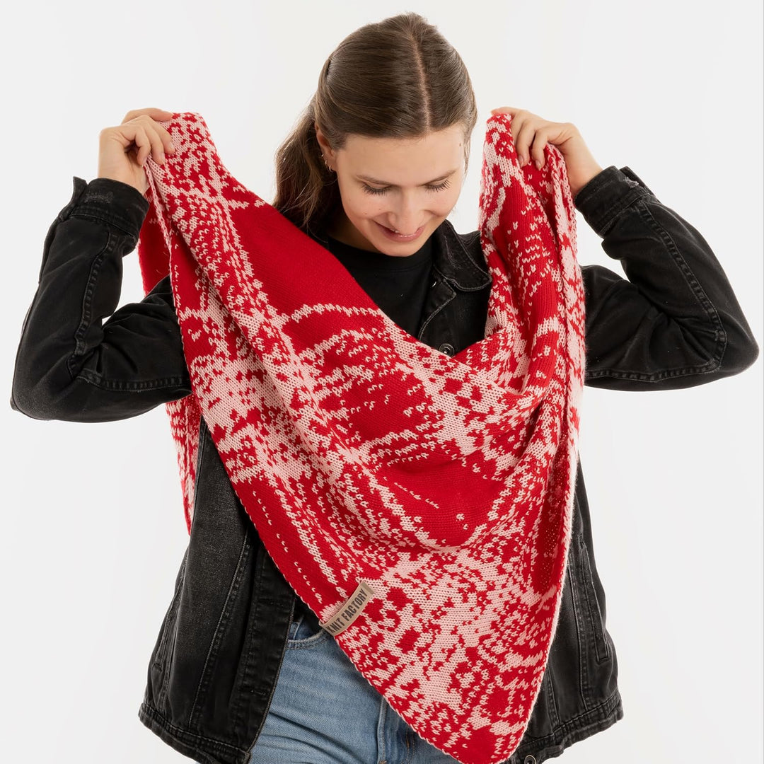 KNIT FACTORY - Dreiecksschal Lea - Damen Strickschal mit Wolle - Umschlagtuch für den Herbst und Win