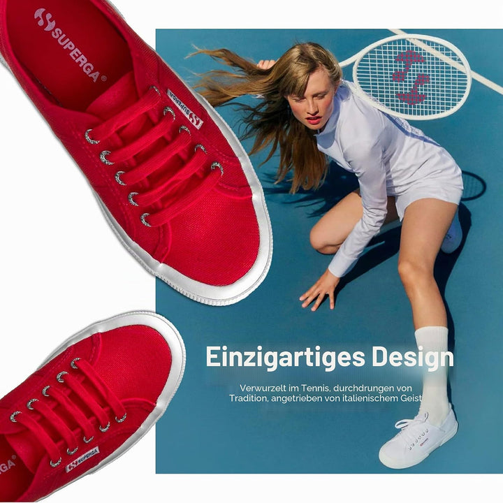 Superga 2750 Linu, Damen Schnürsneaker 39 EU Rot Red White, 39 EU Rot Red White