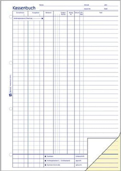 AVERY Zweckform 1756 Kassenbuch (A4, 2x40 Blatt, selbstdurchschreibend, nach Steuerschiene 300, EDV-