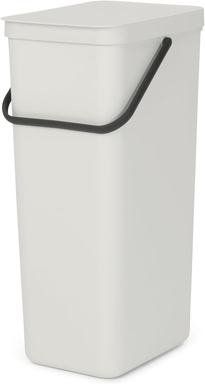 Brabantia Sort & Go Recycling-Mülleimer, 40 l, Hellgrau Light Grey 40 Liter Mülleimer, Light Grey 40