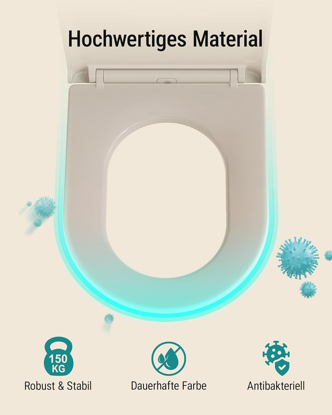 HySail Hochwertiger Toilettendeckel mit Absenkautomatik, Schnellverschluss und Hygienischer Oberfläc