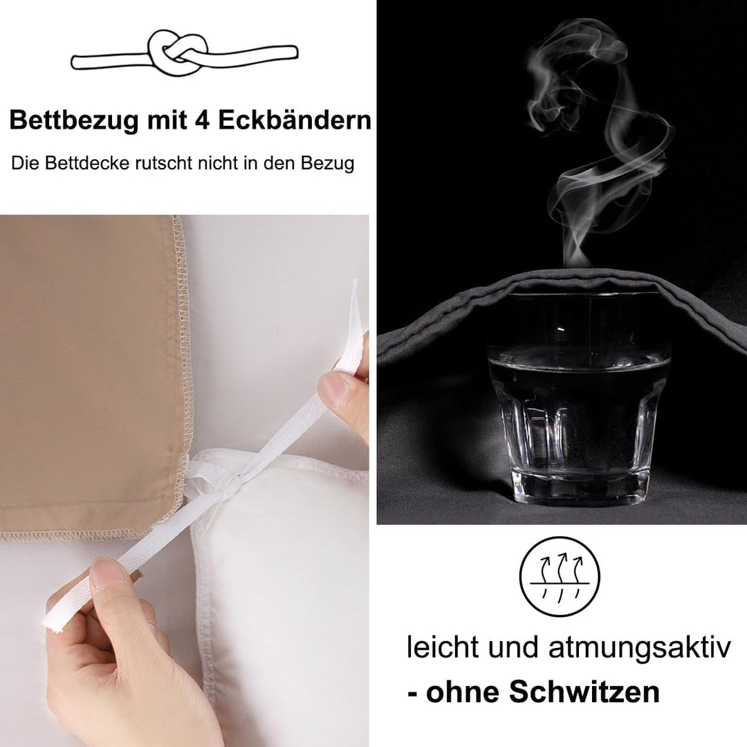 Beqnat Bettwäsche 200x220 Beige - Weich Bettwäsche-Sets Bettbezug 200x220 Kissenbezug 80x80 2er Set