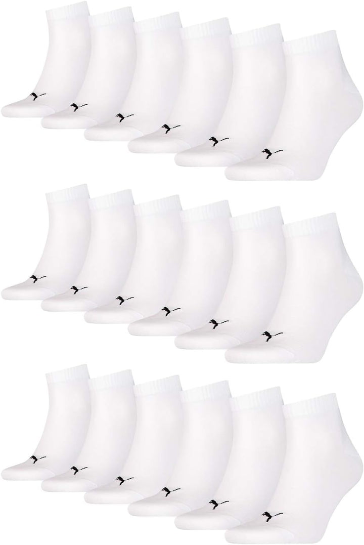 PUMA Unisex Quarters Socken Sportsocken 18 er Pack 43-46 Weiss, 43-46 Weiss