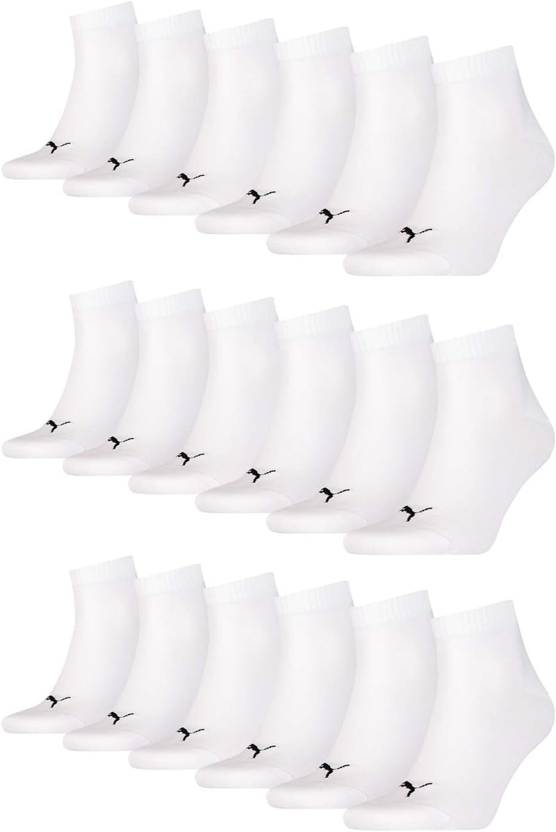 PUMA Unisex Quarters Socken Sportsocken 18 er Pack 43-46 Weiss, 43-46 Weiss