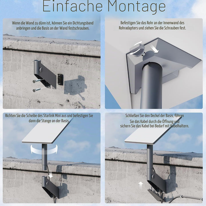 Joinfworld Gen 3 Halterung,Wandhalterung & Halterung für Satellitenantennen, 360° drehbar, mit Rohra