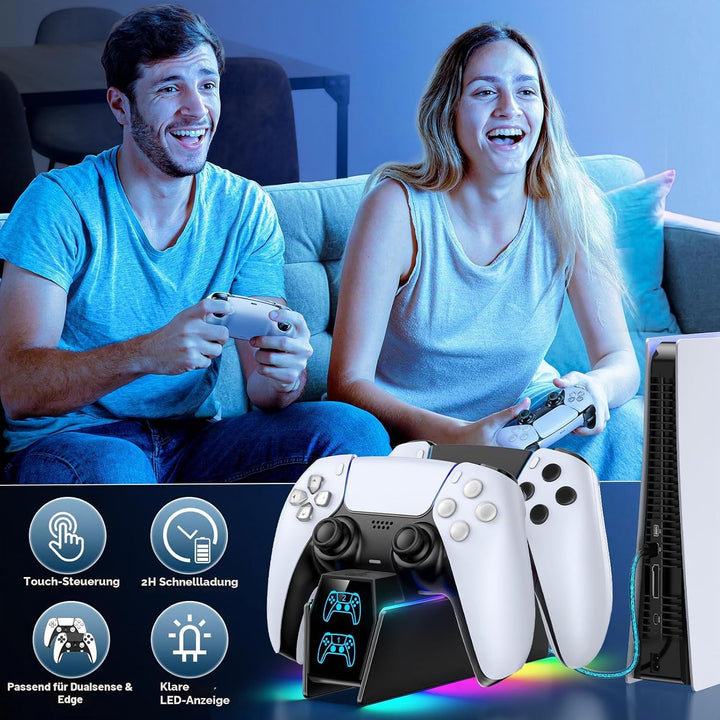 PS5 Controller Ladestation, RGB PS5 Zubehör Ladestationen für PS5 Controller &amp; Edge Controller, PS5