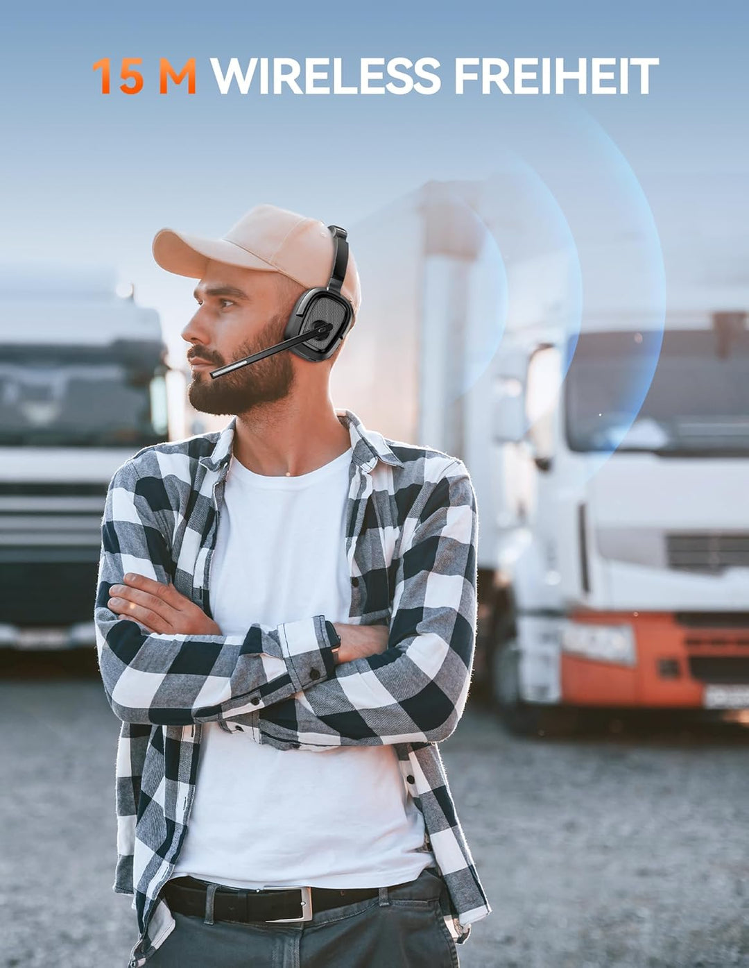 TECKNET V6.0 Bluetooth Headset mit Mikrofon Kabellos, ENC Noise Cancelling, Wireless Headset PC, USB