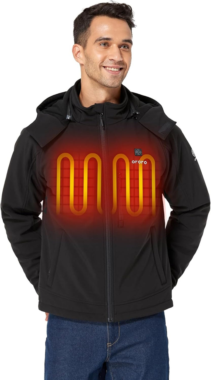 ORORO Beheizbare Jacke Herren mit Powerbank, Beheizte Jacke Herren Heizjacke Bis zu 10 Stunden Wärme