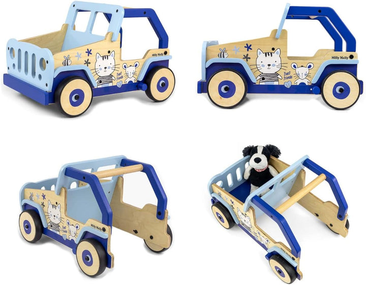 Milly Mally Explorer Kinder Lauflernwagen Holz Baby Push Pull Lauflernhilfe Spielzeug für 1-3 Jahre
