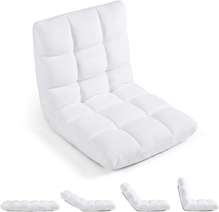 RELAX4LIFE Bodenstuhl klappbar, Bodensessel mit Liegefunktion (Weiss) | Bodensitz mit Verstellbarer