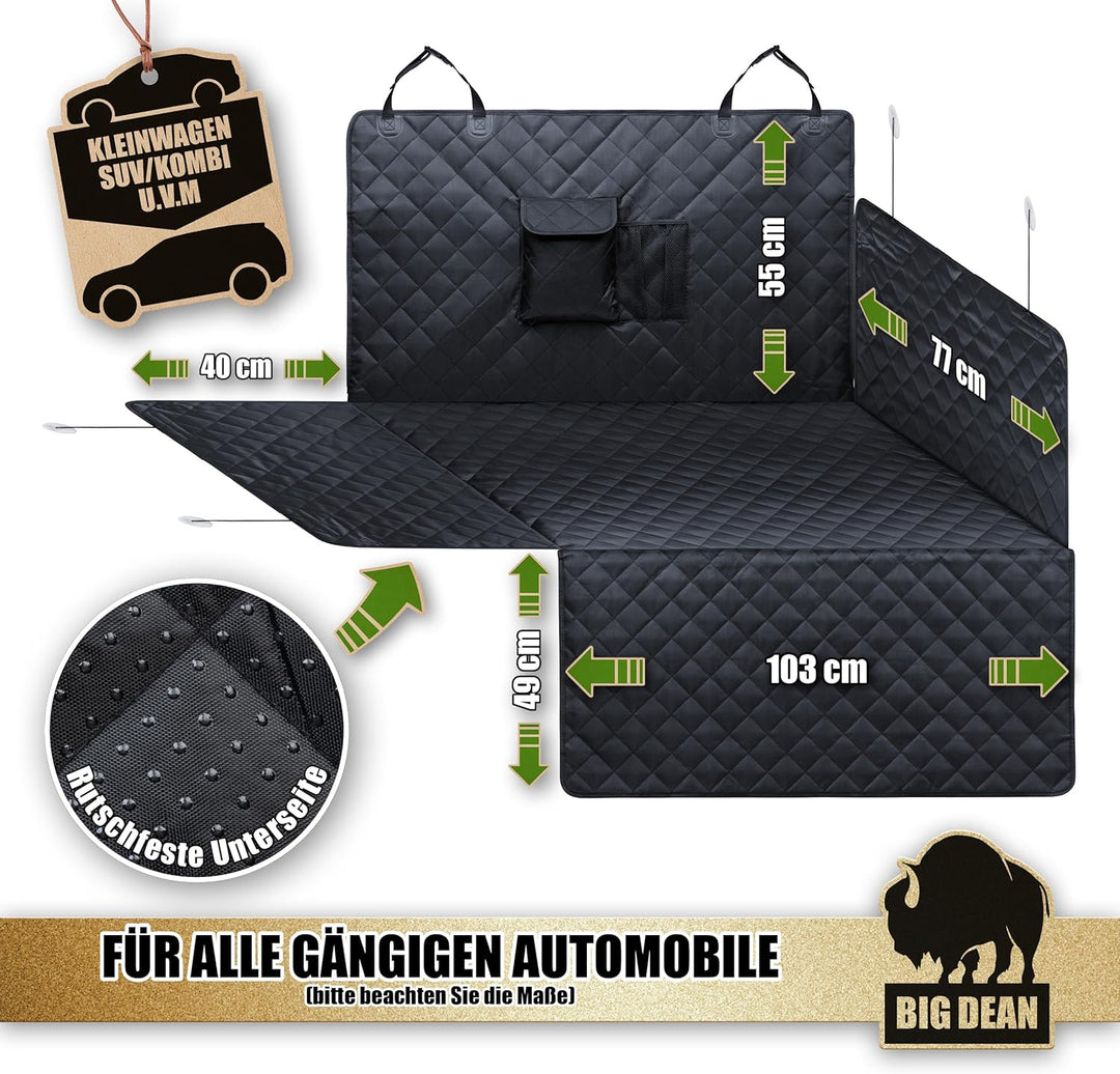 BigDean Premium Kofferraum Schutzmatte mit Seiten & Stossstangenschutz – Kofferraumschutz Hund schmu