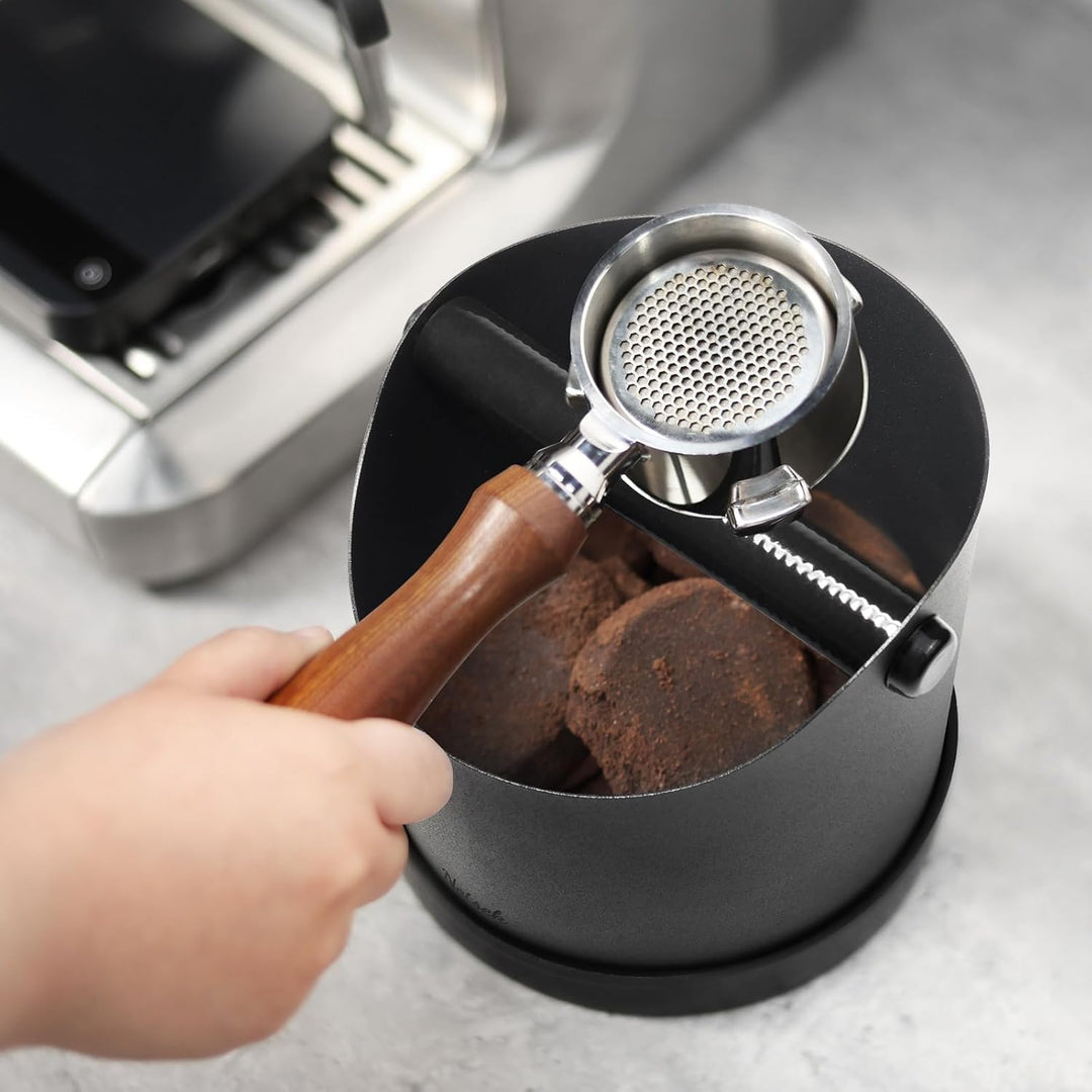 NOTSEK Abklopfbehälter für Siebträger, 1.2L Edelstahl Kaffee Knock Box, Kaffeesatz Abschlagbehälter,