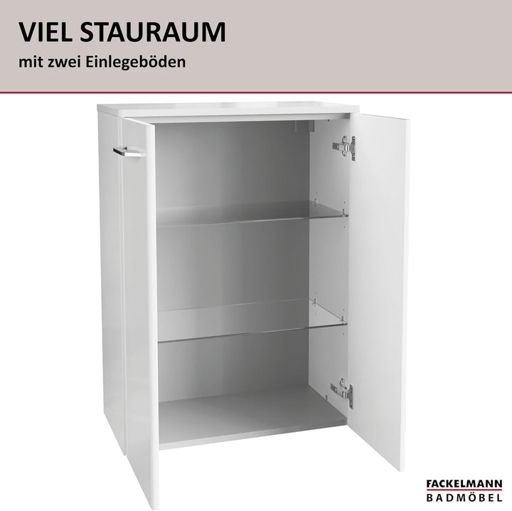 FACKELMANN Milano Doppelmidischrank mit Türen – Schrank fürs Badezimmer (60,2 cm x 82,6 cm x 32 cm)