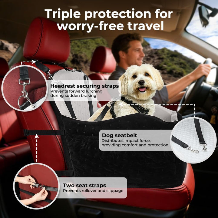 KYG Hunde Autositz für kleine bis mittlere Hunde, Waschbarer Hundesitz Auto mit Zwei Kissen Wasserdi
