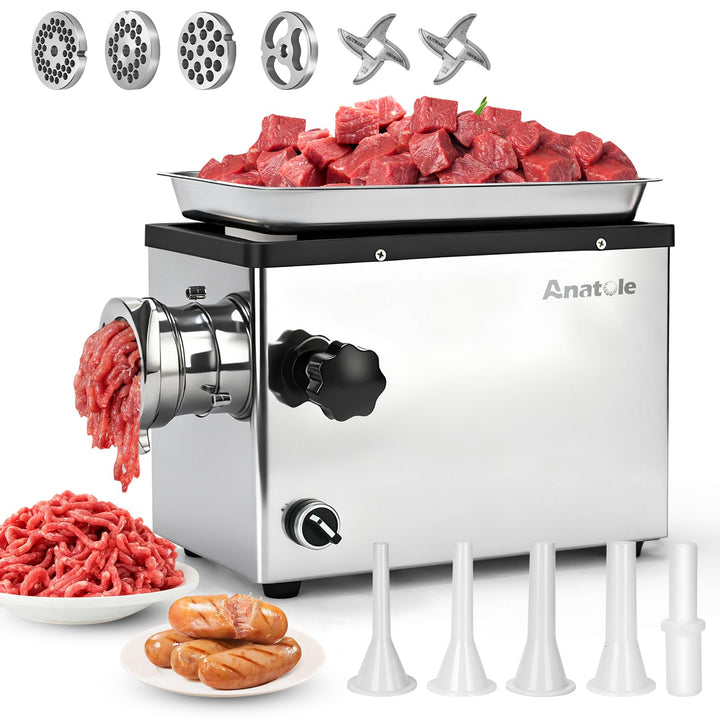 Anatole Fleischwolf Elektrisch Profi Hackfleisch Maschine 950W Edelstahl Multi Wurstmaschine mit 6/8