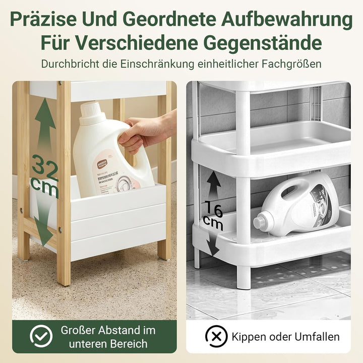 SoBuy Badezimmerschrank mit 4 stabilen Regalen - schmaler Nischenschrank Badregal schmal Badschrank