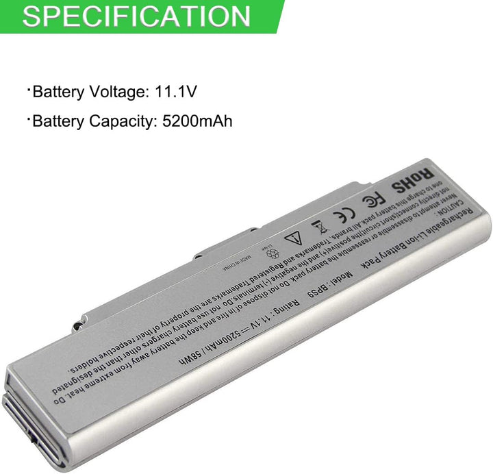 XITAIAN 11.1V 5200mAh VGP-BPS10 VGP-BPS9B Ersatz Laptop Akku für Sony VAIO VGN-AR47G/E1 VGN-AR520E V
