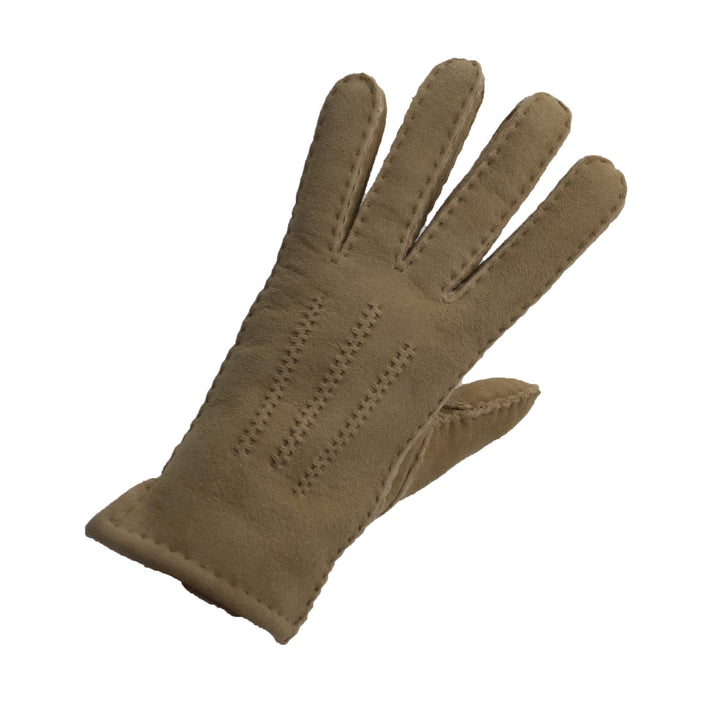 Reissner Lammfelle warme Merino Lammfell Handschuhe für Damen und Herren HDS-FINGER1 in beige, braun