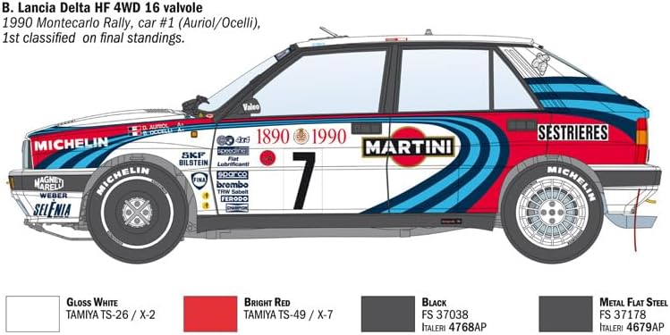 Italeri 4709 1:12 Lancia Delta HF Integrale 16V-Modellbau, Bausatz, Standmodellbau, Basteln, Hobby,