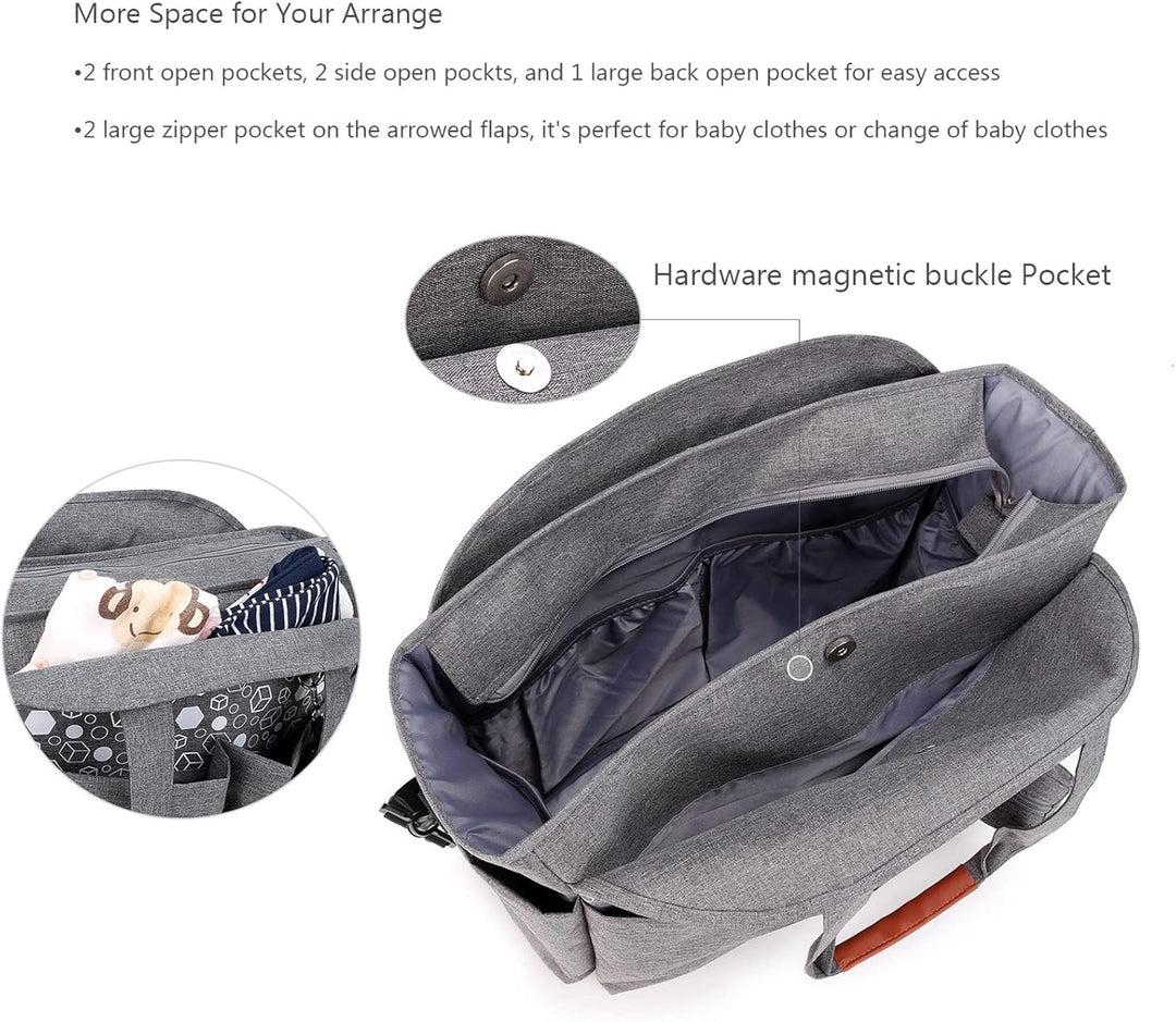 Wickeltasche Multi Pockets Grau Tragbare Windel Tote Caddy Organizer, Reissverschluss Large Size mit