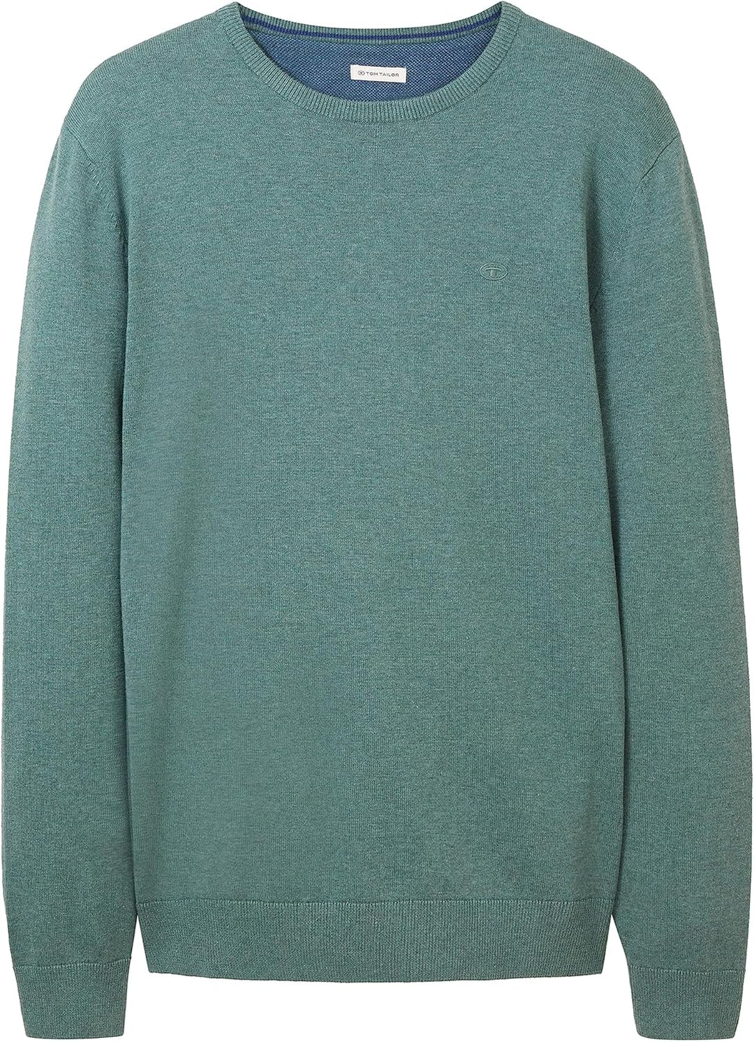 TOM TAILOR Herren Basic Crewneck Strickpullover S 32619 - Green Dust Melange, S 32619 - Green Dust M
