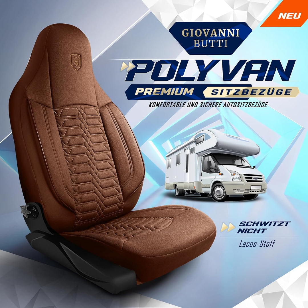 Autositzbezüge Universal für Wohnmobil & Caravan - Vordersitze Auto Sitzbezug aus Lacoste-Stoff, Ter