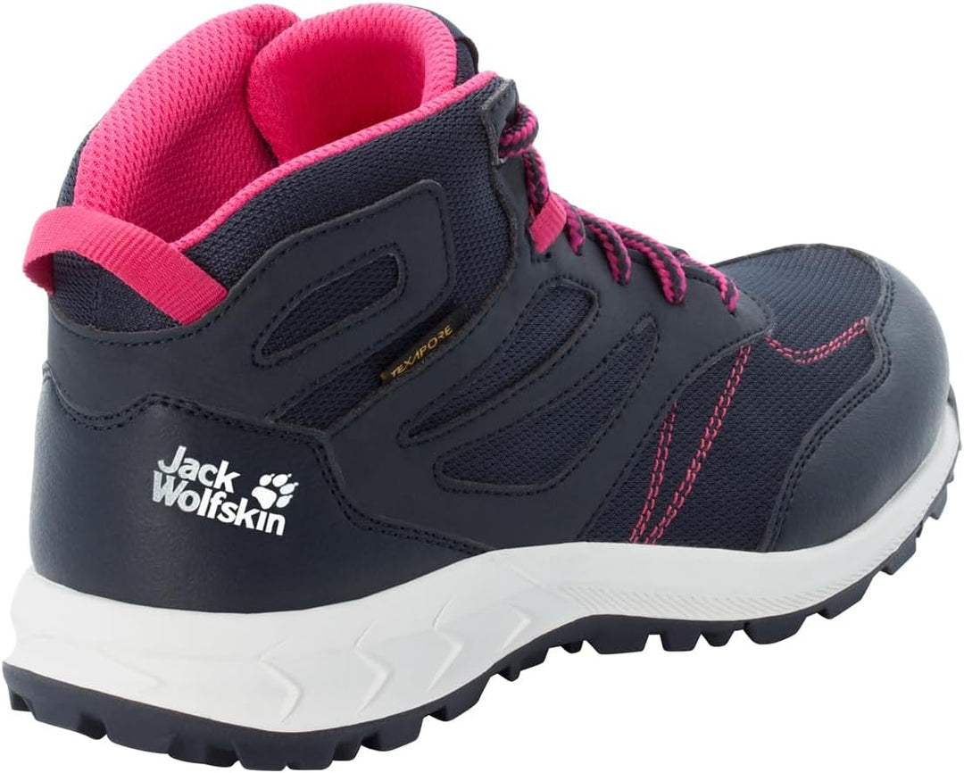 Jack Wolfskin Woodland Texapore Mid K Outdoorschuhe 33 EU Night Blue Pink, 33 EU Night Blue Pink