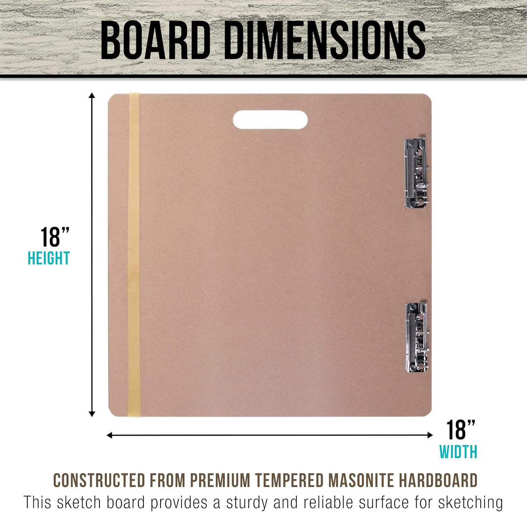 US Art Supply Artist Sketch Tote Board - Great for Classroom, Studio or Field Use (18x18) by US Art