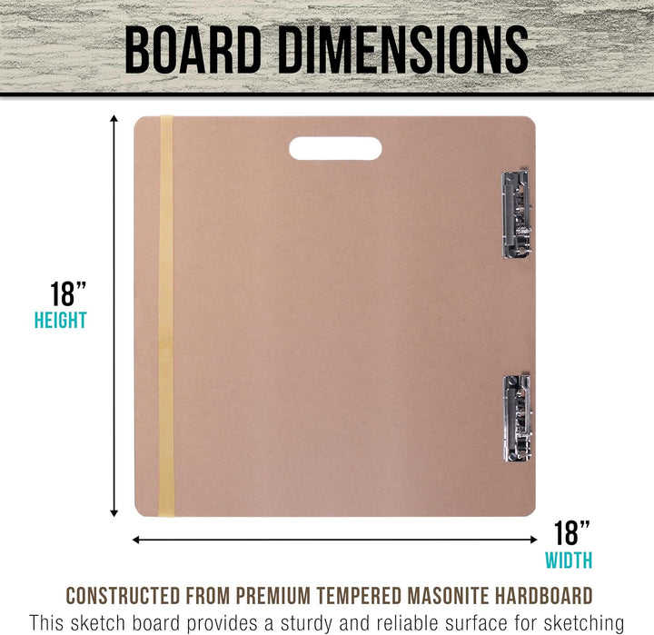 US Art Supply Artist Sketch Tote Board - Great for Classroom, Studio or Field Use (18x18) by US Art