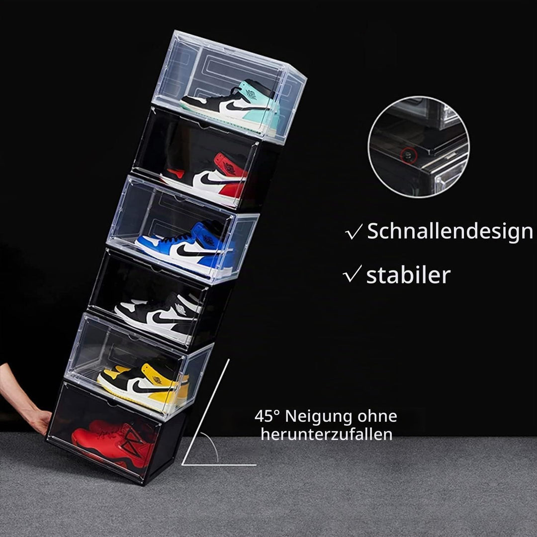 Schuhbox, Transparente Stapelbare Schuh Boxen, Faltbar Durchsichtige Schuhboxen Schuhschrank Aufbewa