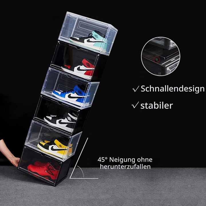 Schuhbox, Transparente Stapelbare Schuh Boxen, Faltbar Durchsichtige Schuhboxen Schuhschrank Aufbewa