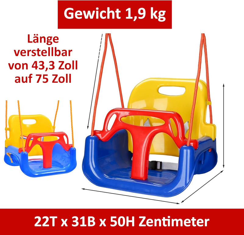 COIL Babyschaukel 3 in 1 Babysitz verstellbar und mit wachsend Schaukelsitz Gartenschaukel für Baby