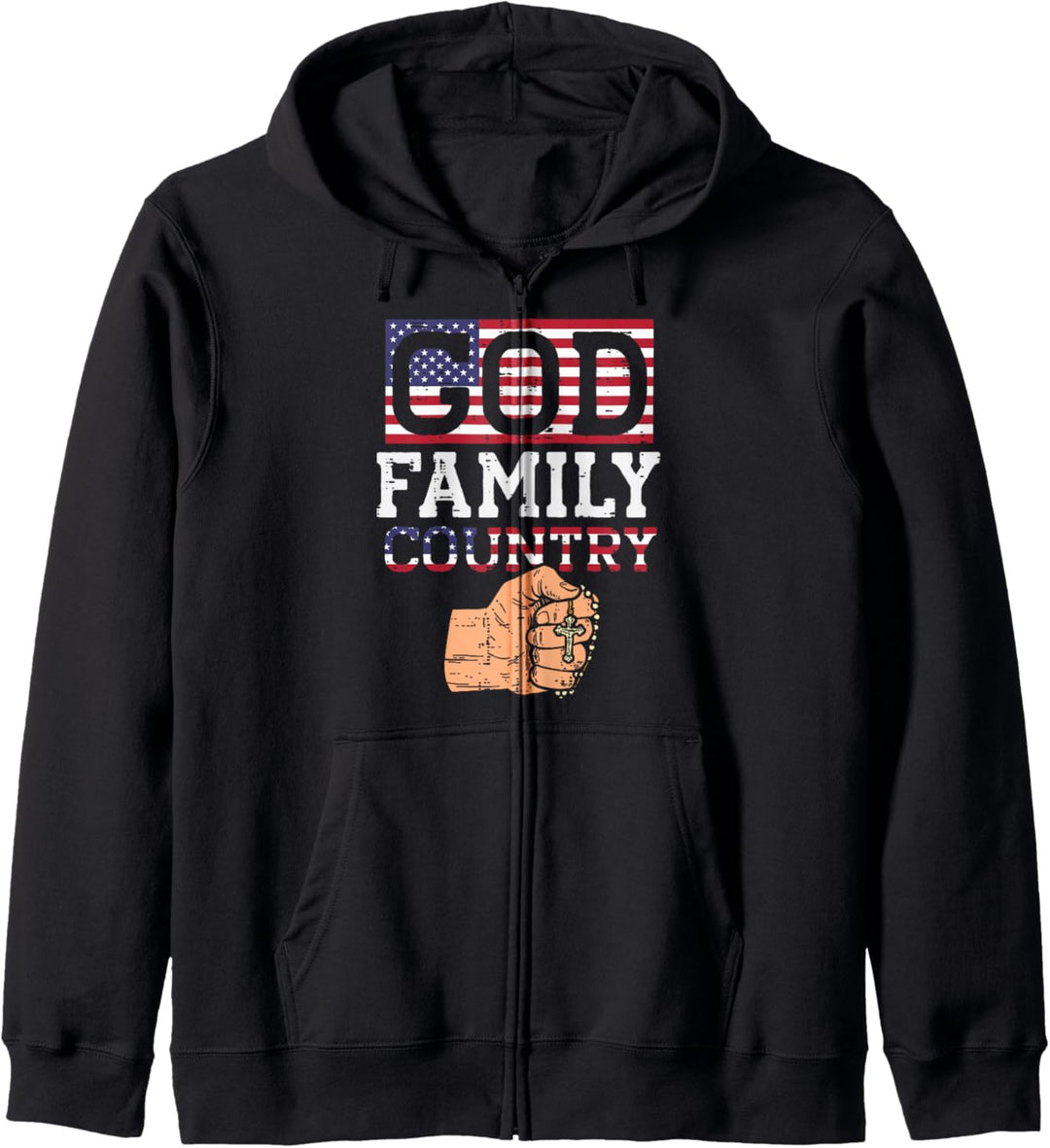 God Family Country Rossary US-Flagge Jesus Christlich Katholisch Kapuzenjacke