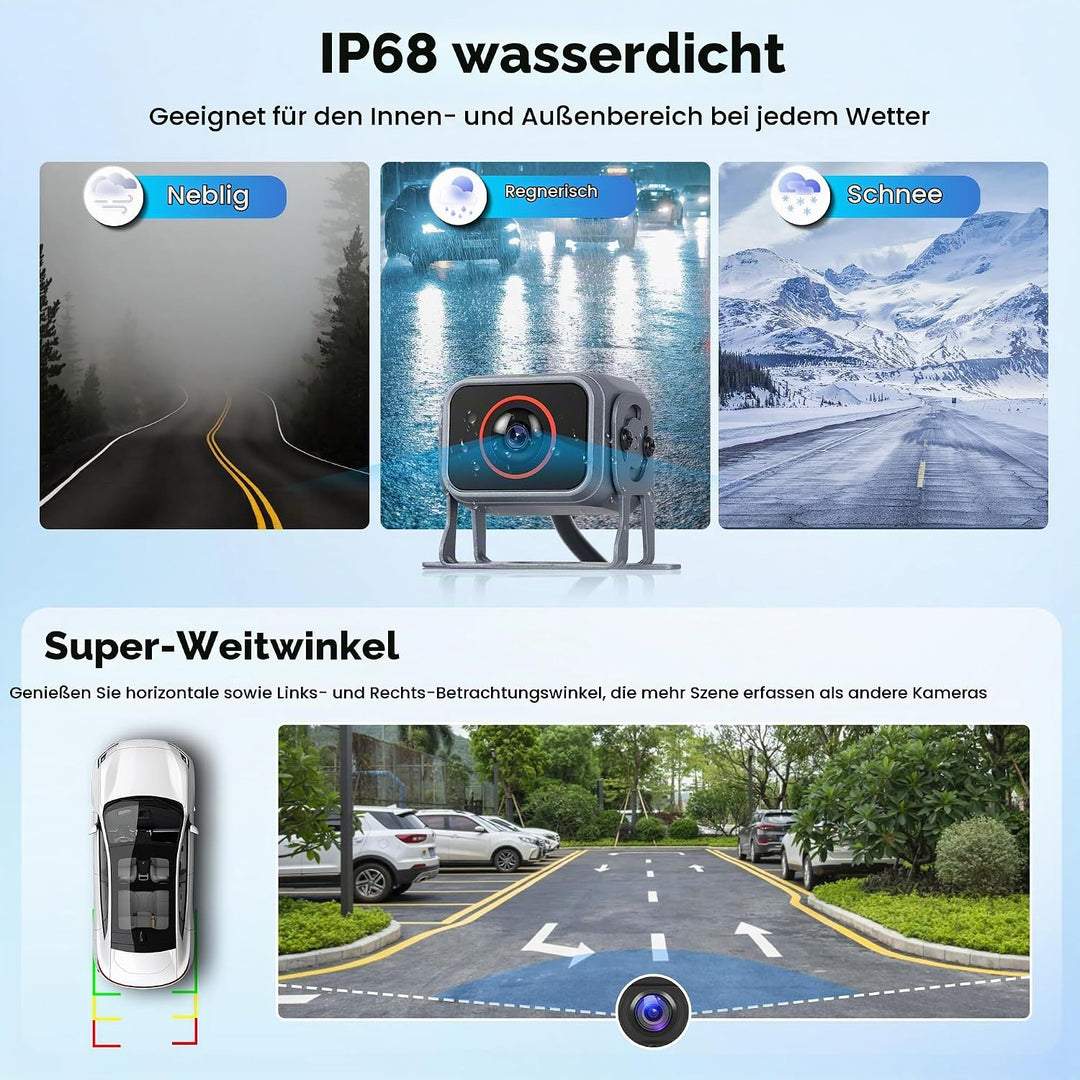 Digitale Wired Rückfahrkamera 5 Kamera kit mit 10.1 Zoll IPS Monitor mit 5M+15M Kabel, Rückfahrkamer