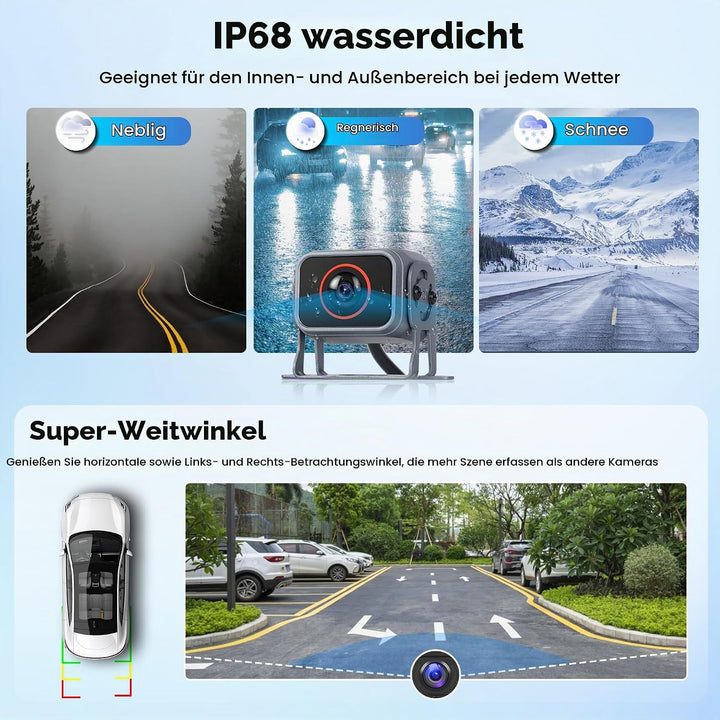 Digitale Wired Rückfahrkamera 5 Kamera kit mit 10.1 Zoll IPS Monitor mit 5M+15M Kabel, Rückfahrkamer