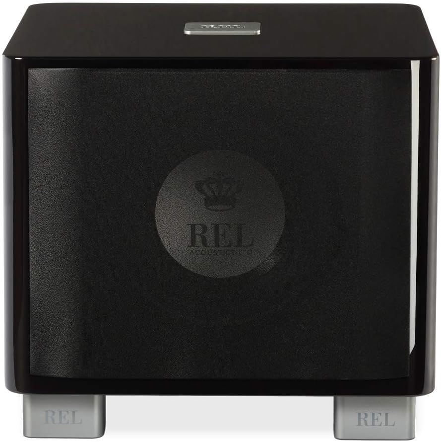 REL Acoustics T/7x Subwoofer, 8 Zoll Front-Firing Driver, Arrow™ Wireless Port, Hochglanz-Schwarz