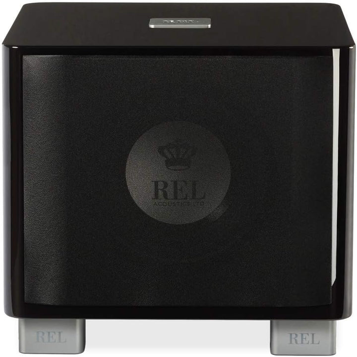 REL Acoustics T/7x Subwoofer, 8 Zoll Front-Firing Driver, Arrow™ Wireless Port, Hochglanz-Schwarz