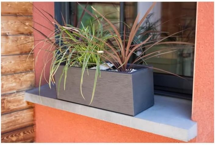 EDA Blumenkasten Graphit – Anthrazit – 59 x 19,5 x 22,8 cm 25 l Kunststoff – innen und aussen