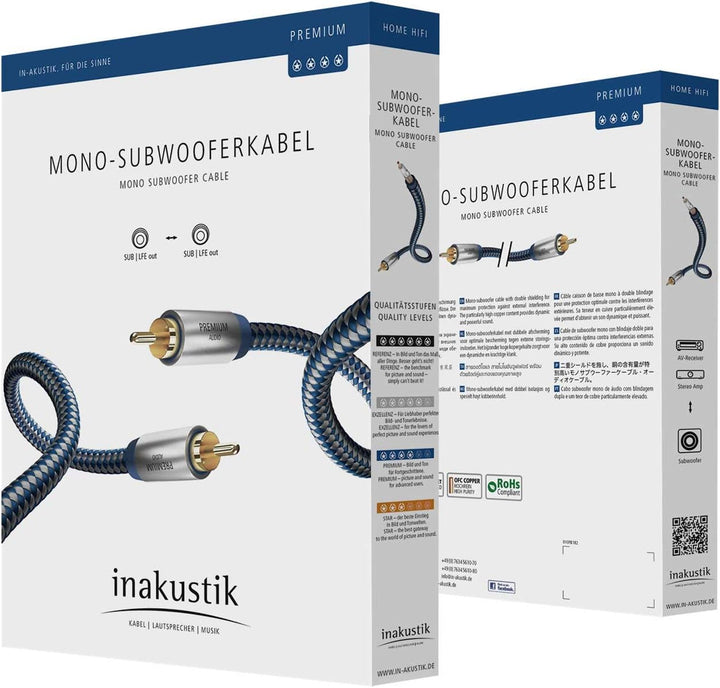 inakustik – 00408031 – Premium Mono-Subwooferkabel | Für kraftvollen und dynamischen Bass dank eines