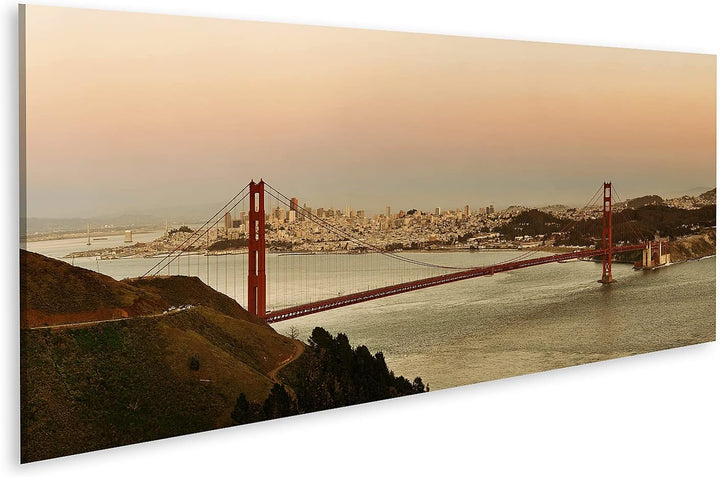 islandburner Bild auf Leinwand Golden Gate Bridge Panorama Bei Sonnenuntergang In San Francisco Bild